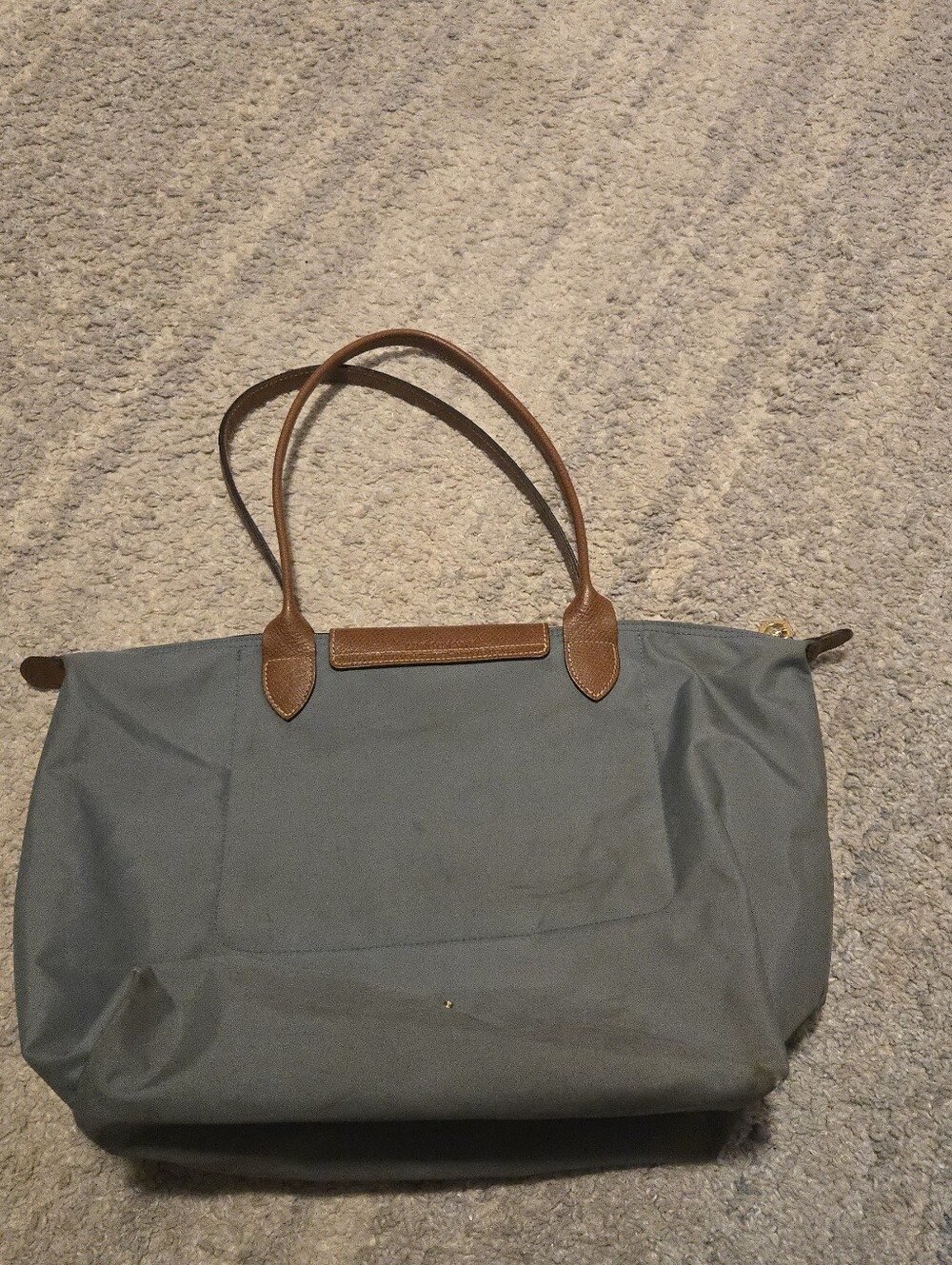 Longchamp Le Pliage Large Tote Bag Grey Blue Nylon Shoulder Shopping Travel L - Picture 9 of 15
